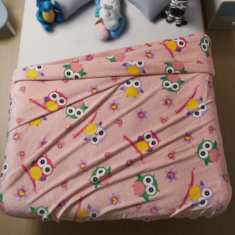 Manta Flannel Estampada Infantil Corujinha — Haus Kinder