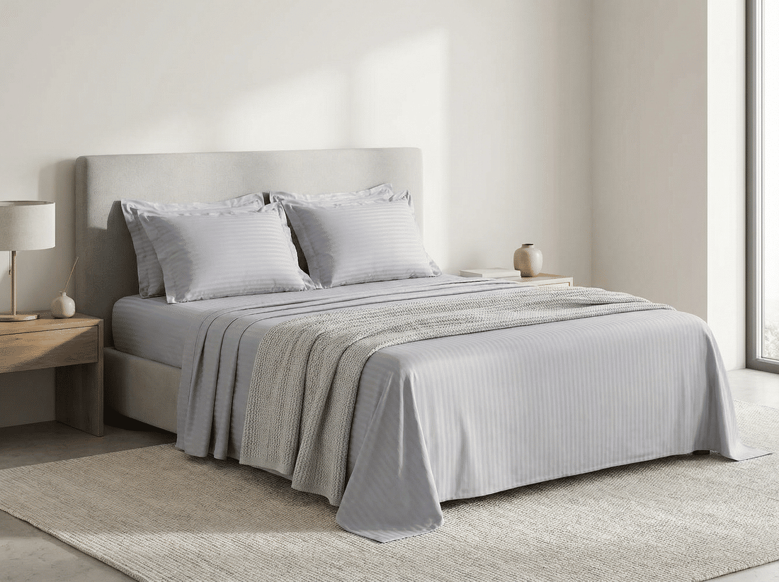 Jogo de Cama Maquinetado 3 Peças Queen Prata — Haus Essentials Jogo de Cama Maquinetado 3 Peças Queen Prata — Haus Essentials