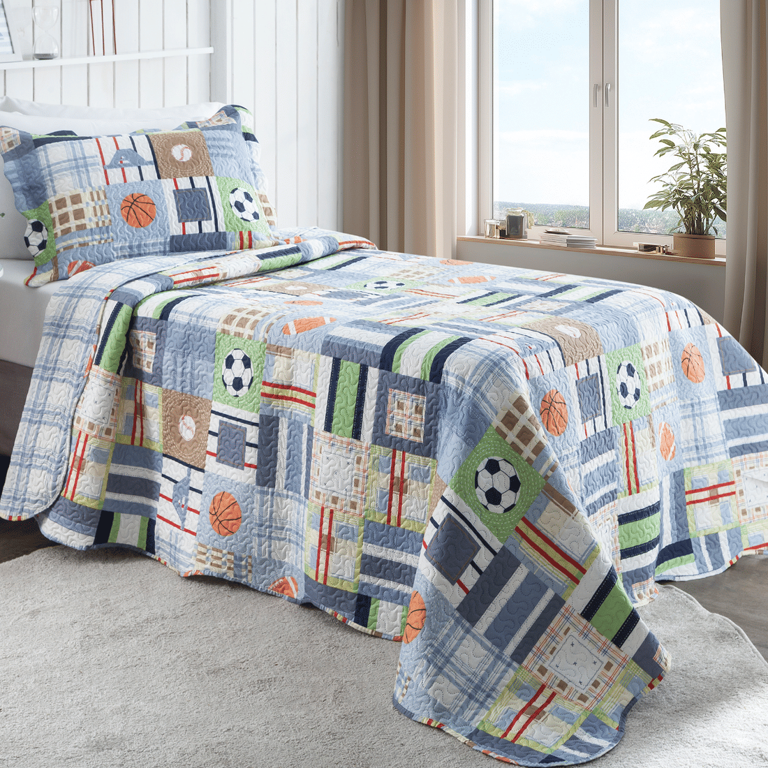 Kit Colcha Boutis Solteiro Bola Kit Colcha Boutis Solteiro Bola