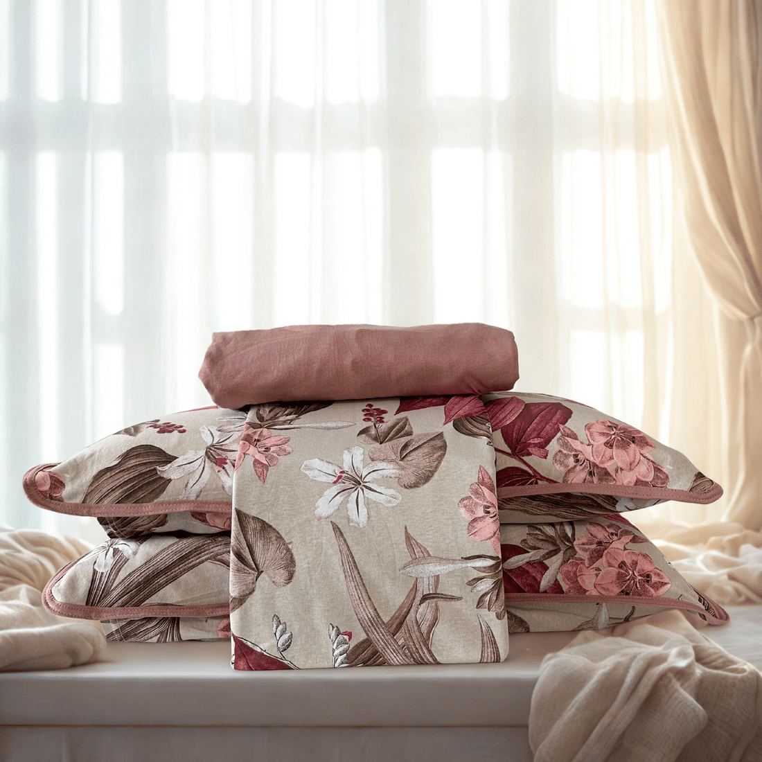 Jogo Duplo Malha Prime 4pc Casal Rose Jogo Duplo Malha Prime 4pc Casal Rose