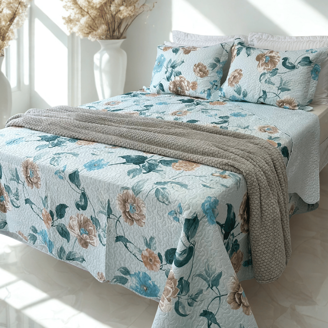 Kit Colcha Boutis Queen Orvalho