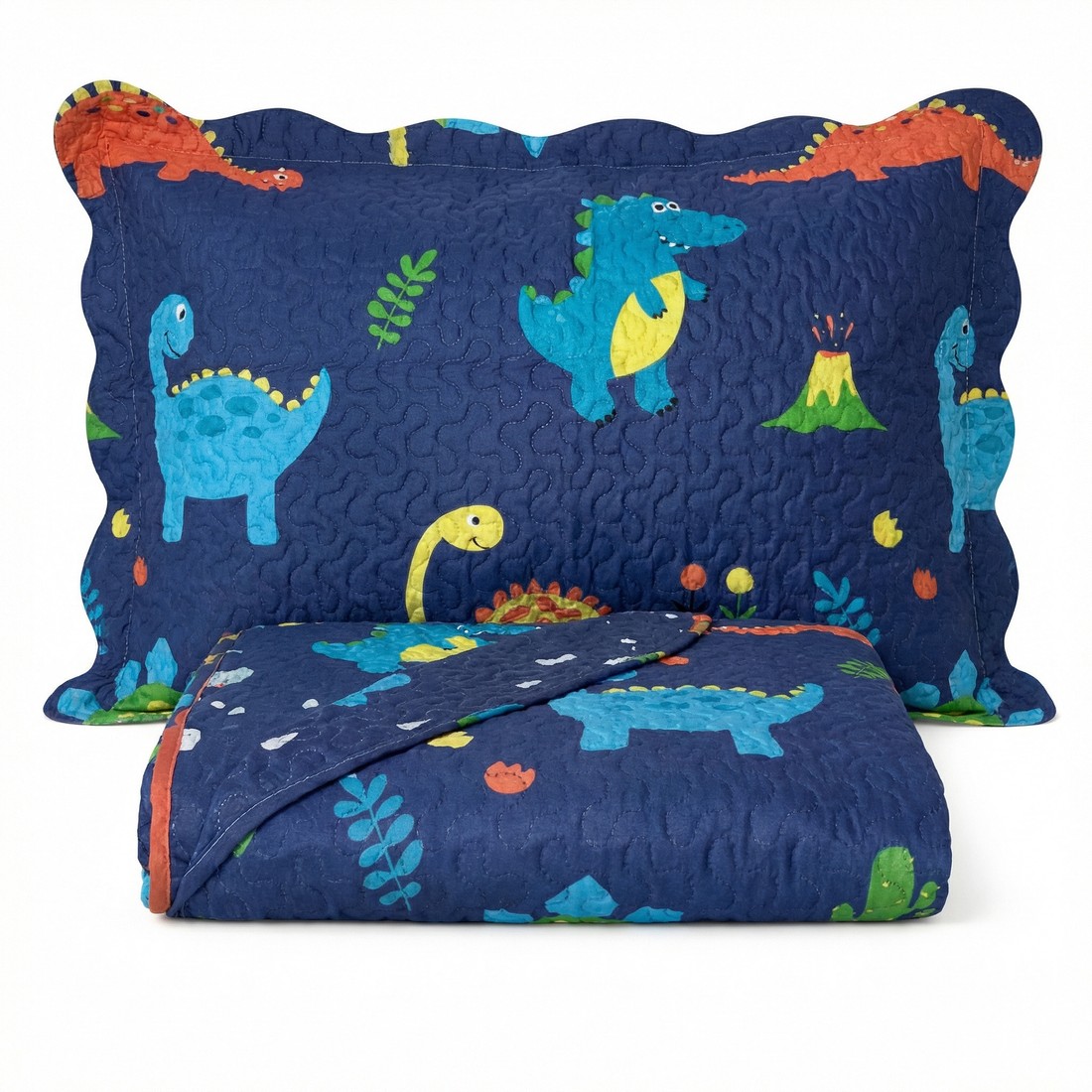 Kit Colcha Boutis Solteiro Dinossauro