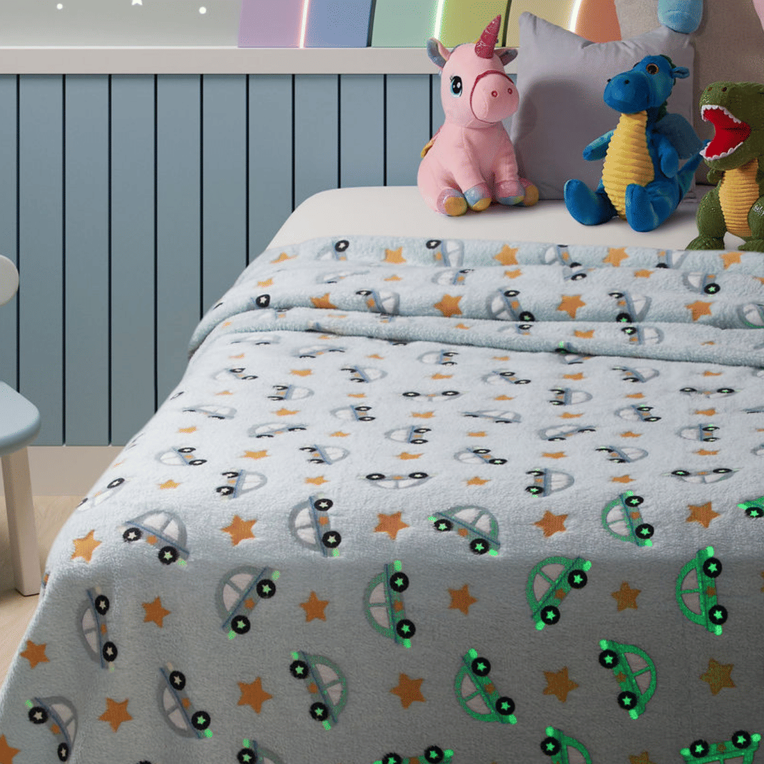 Manta Flannel Solteiro Brilha no Escuro 150x200 Carros Manta Flannel Solteiro Brilha no Escuro 150x200 Carros