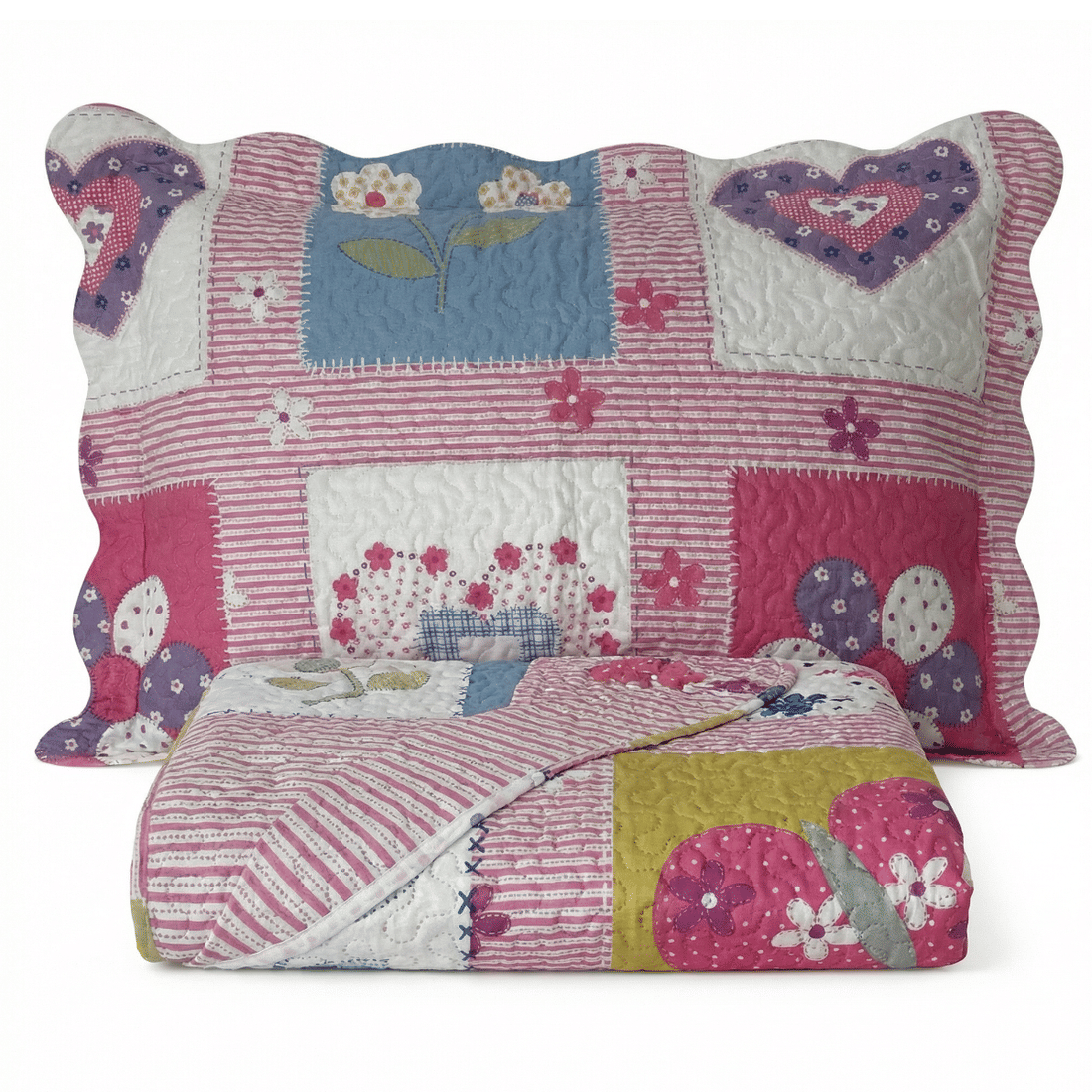 Kit Colcha Boutis Solteiro Love Kit Colcha Boutis Solteiro Love