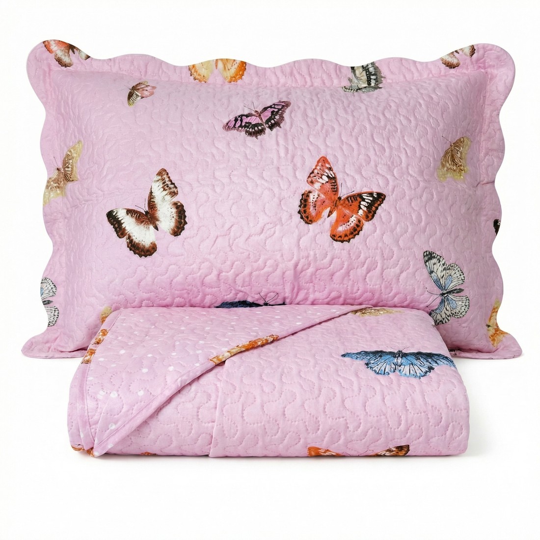 Kit Colcha Boutis Solteiro Borboleta