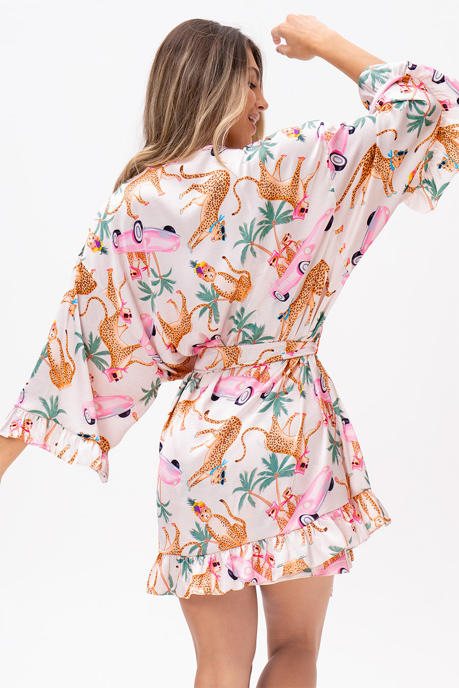 ROBE ACETINADO COM ESTAMPA CALIFÓRNIA