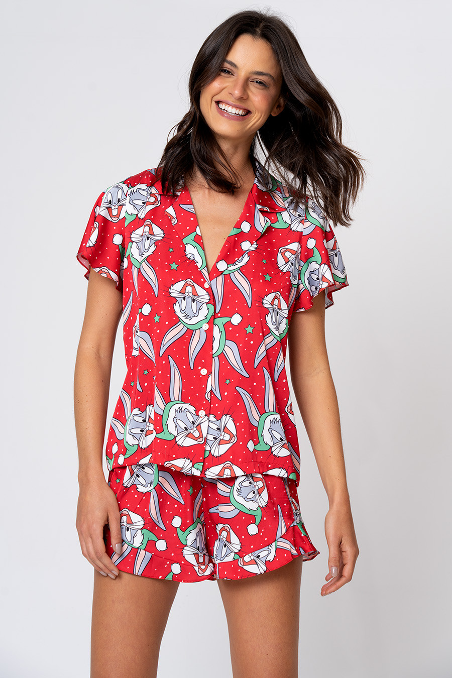 PIJAMA CURTO TOQUE DE SEDA FEMININO - NATAL PERNALONGA PIJAMA CURTO TOQUE DE SEDA FEMININO - NATAL PERNALONGA
