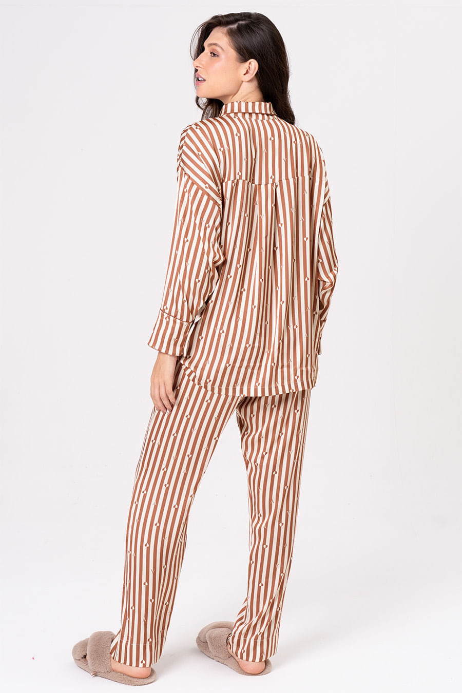 PIJAMA AMERICANO ACETINADO LISTRAS - SERENA PIJAMA AMERICANO ACETINADO LISTRAS - SERENA