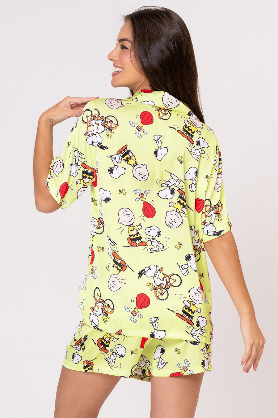 PIJAMA AMERICANO ACETINADO CURTO - SNOOPY'S DAY PIJAMA AMERICANO ACETINADO CURTO - SNOOPY'S DAY