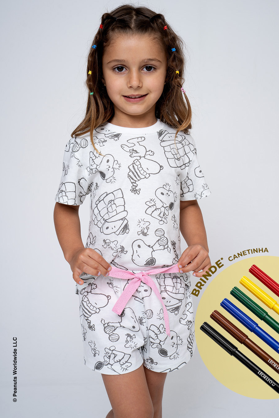 PIJAMA CURTO INFANTIL ALGODÃO - SNOOPY COLOR