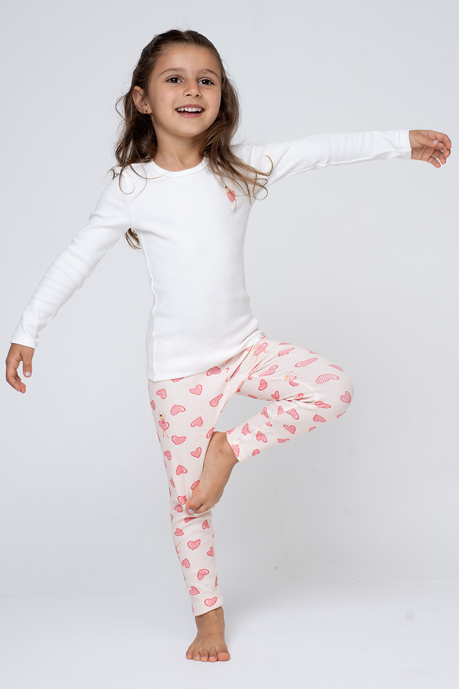 PIJAMA INFANTIL RIBANA DE ALGODÃO CORAÇÕES - BAILARINA
