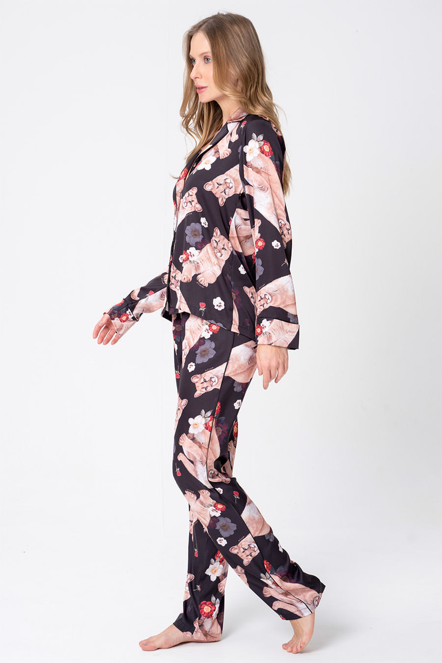 PIJAMA AMERICANO ACETINADO - FELINE PIJAMA AMERICANO ACETINADO - FELINE