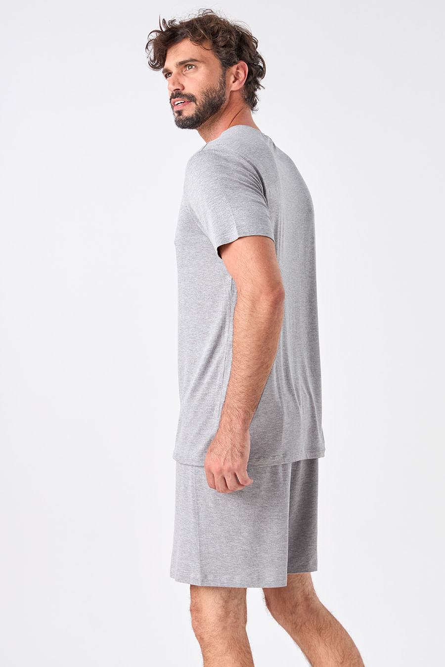 PIJAMA MASCULINO CURTO EM VISCOSE - CLÁSSICO VISCOSE MESCLA PIJAMA MASCULINO CURTO EM VISCOSE - CLÁSSICO VISCOSE MESCLA