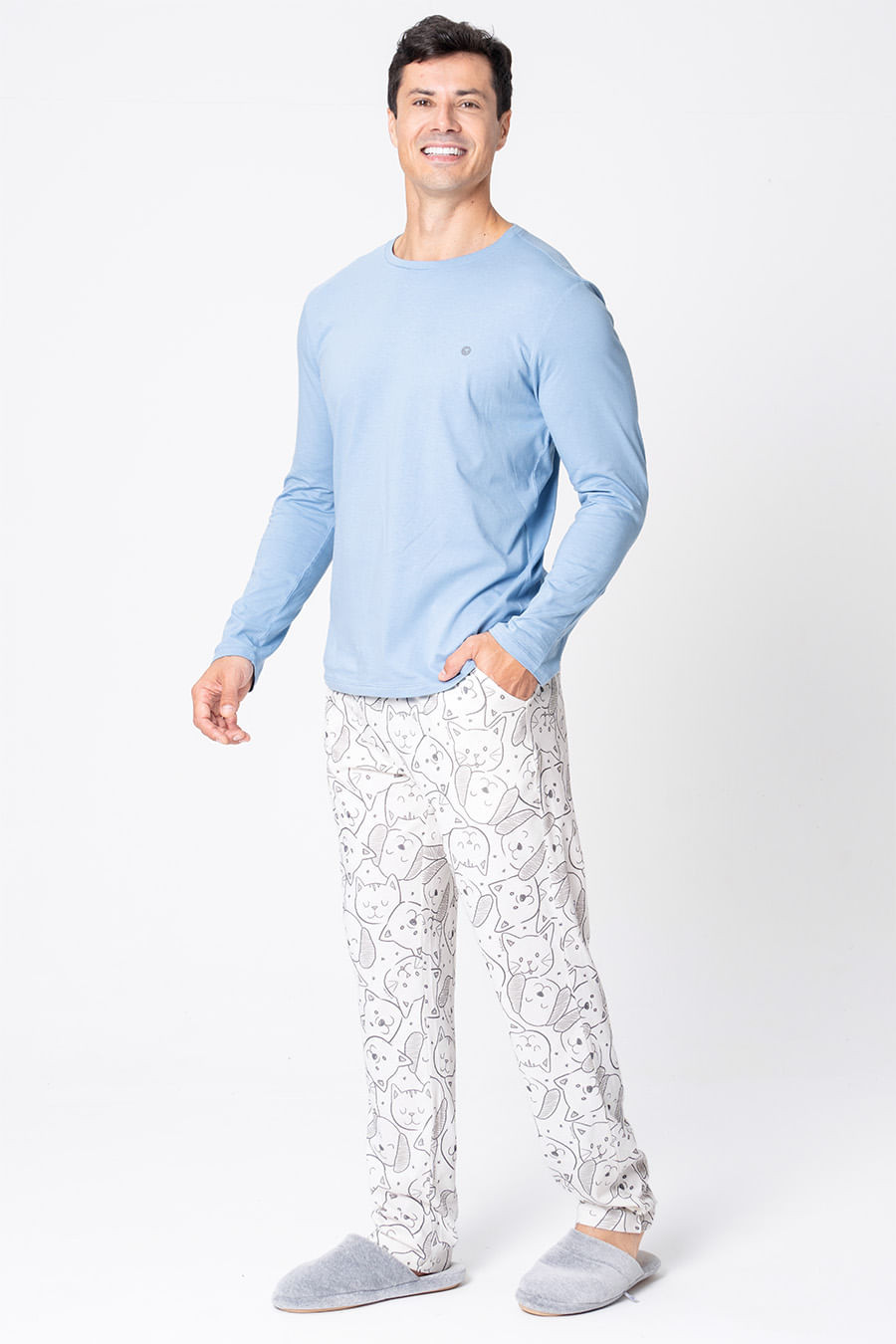 PIJAMA LONGO DE MALHA MASCULINO - PET COLORS PIJAMA LONGO DE MALHA MASCULINO - PET COLORS