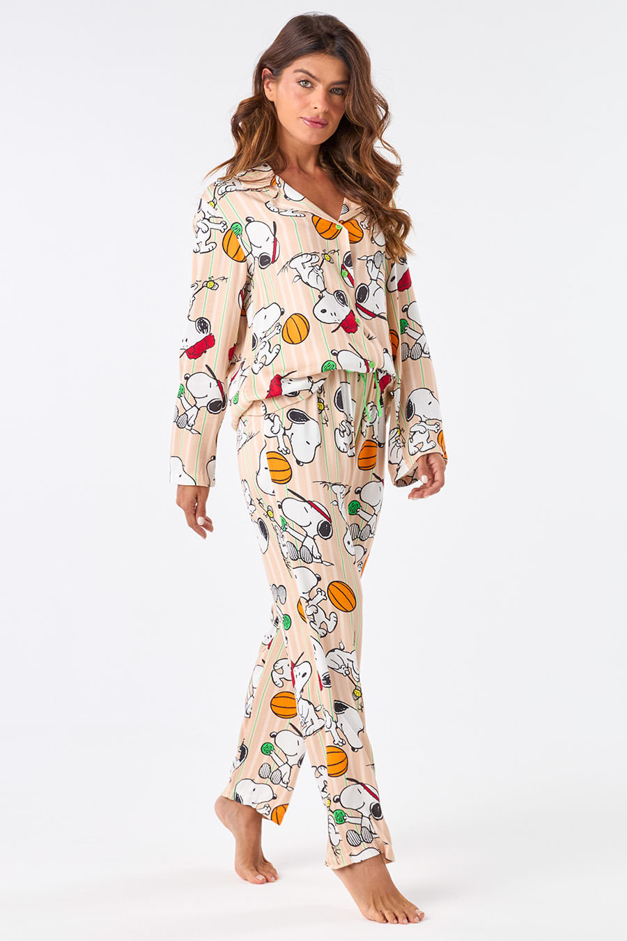 PIJAMA AMERICANO ACETINADO LONGO - SNOOPY SPORTS PIJAMA AMERICANO ACETINADO LONGO - SNOOPY SPORTS