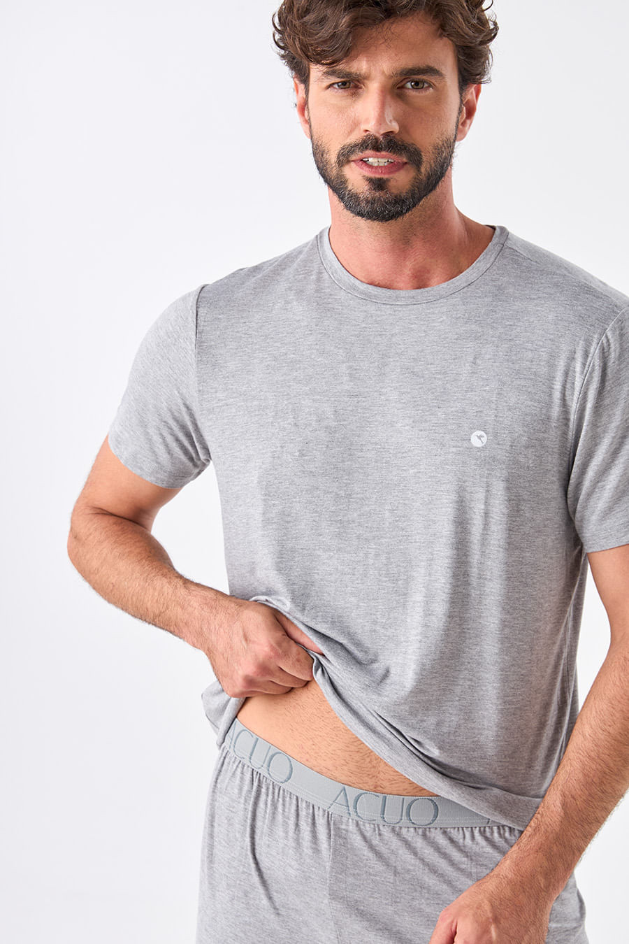 PIJAMA MASCULINO CURTO EM VISCOSE - CLÁSSICO VISCOSE MESCLA PIJAMA MASCULINO CURTO EM VISCOSE - CLÁSSICO VISCOSE MESCLA