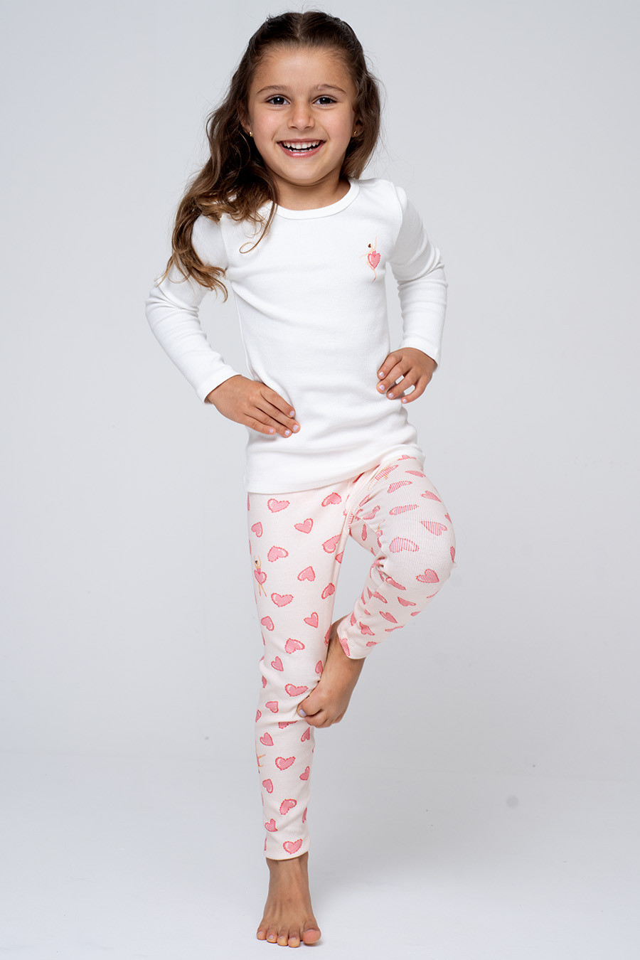 PIJAMA INFANTIL RIBANA DE ALGODÃO CORAÇÕES - BAILARINA