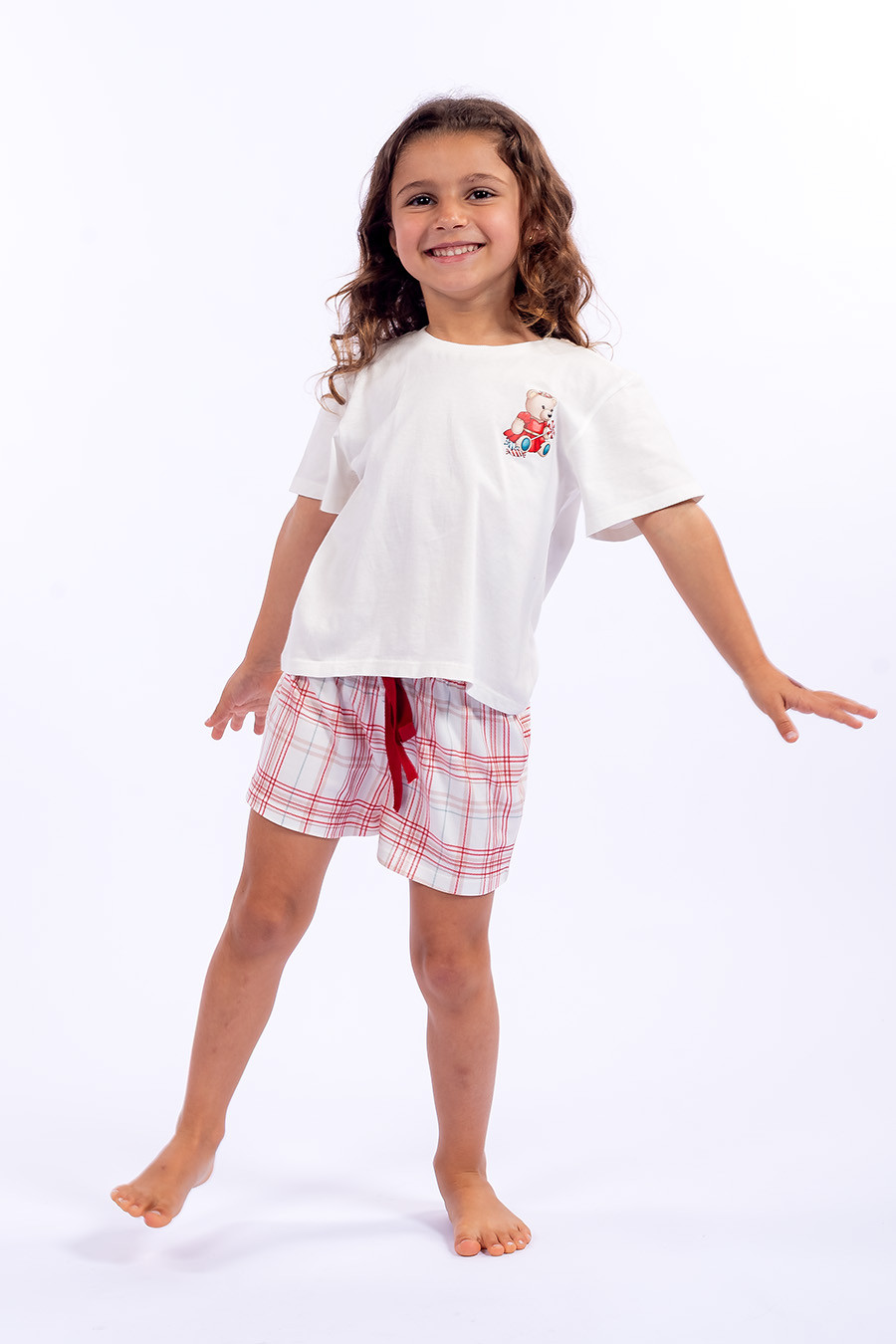 PIJAMA CURTO INFANTIL XADREZ MENINA - ABRAÇO DE URSO PIJAMA CURTO INFANTIL XADREZ MENINA - ABRAÇO DE URSO