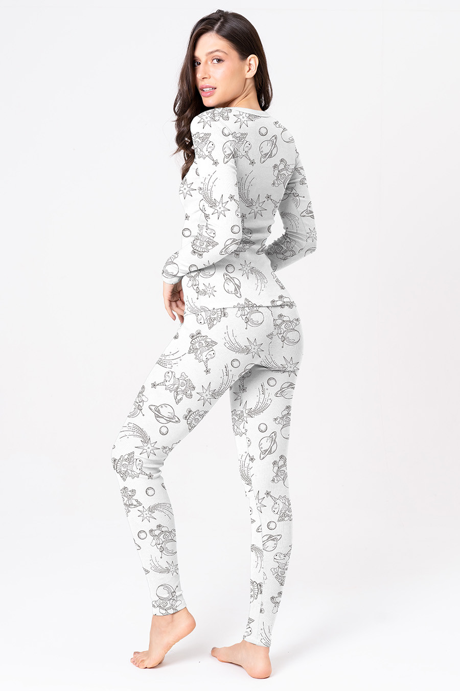 PIJAMA LONGO EM RIBANA COM ESTAMPA DINOCÓRNIO PIJAMA LONGO EM RIBANA COM ESTAMPA DINOCÓRNIO