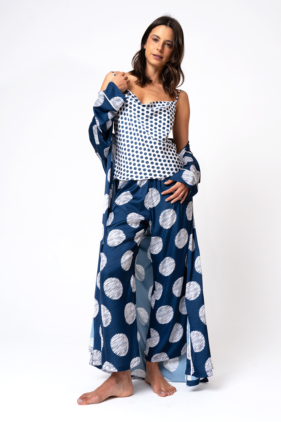 Camisola e Robe Longo Toque de Seda - Anoitecer Camisola e Robe Longo Toque de Seda - Anoitecer