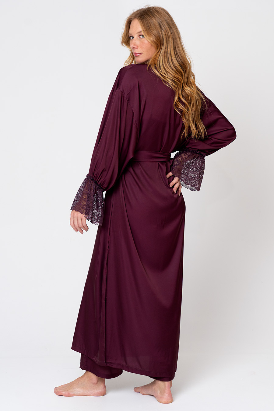 ROBE LONGO TOQUE DE SEDA - CLÁSSICOS ACETINADOS BOLD WINE COSTAS