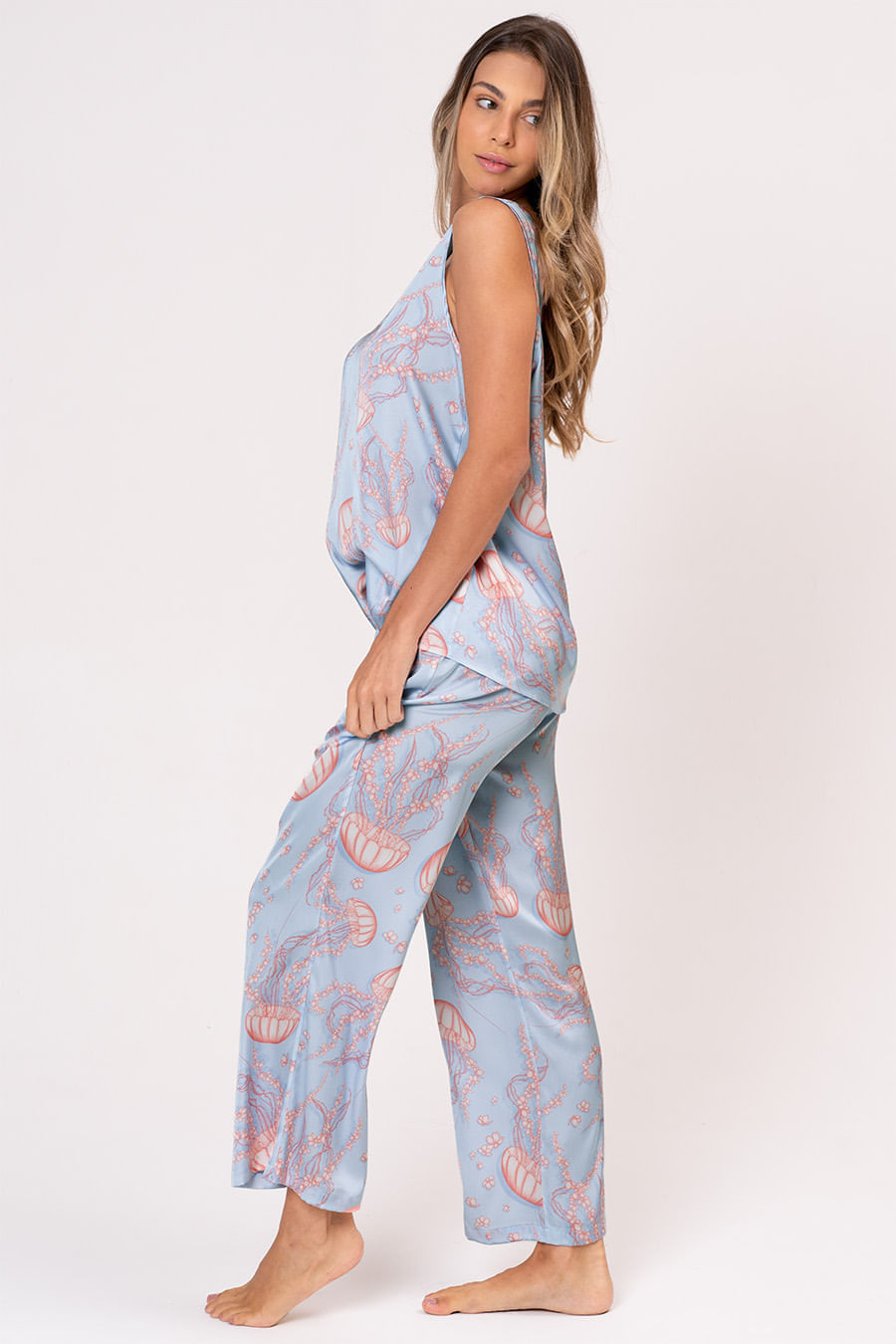 PIJAMA LONGO REGATA ACETINADO - BALLET DAS ÁGUAS PIJAMA LONGO REGATA ACETINADO - BALLET DAS ÁGUAS