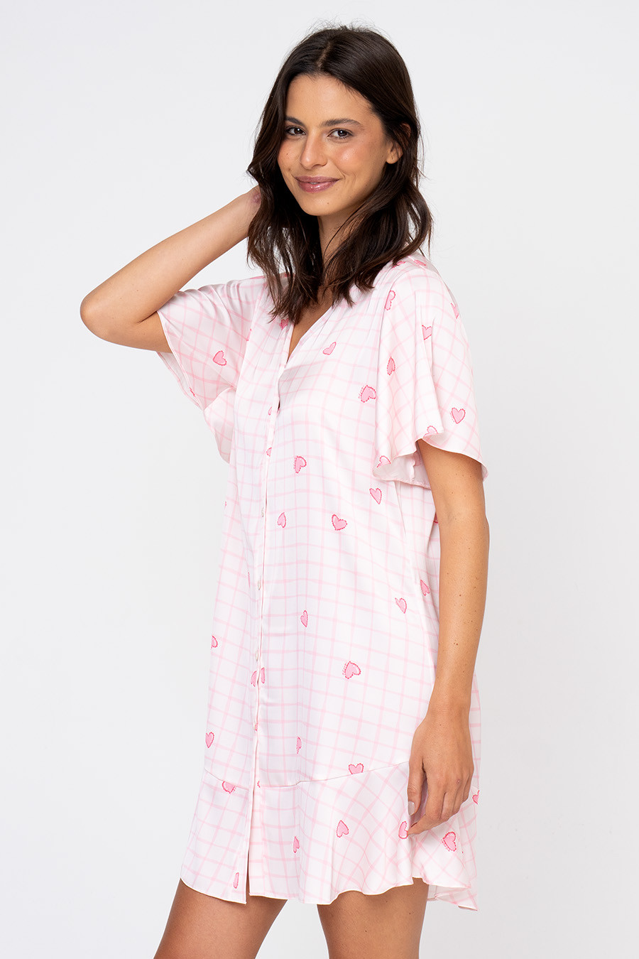 CAMISOLA CORAÇÕES COM BOTÕES E BABADO - BAILARINA