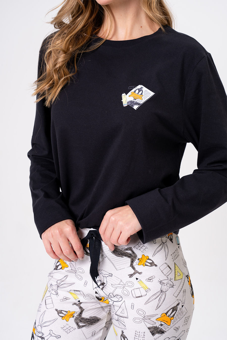 PIJAMA LONGO MEIA MALHA COM CALÇA DE RIBANA - LOONEY GERAÇÃO RAIZ PIJAMA LONGO MEIA MALHA COM CALÇA DE RIBANA - LOONEY GERAÇÃO RAIZ
