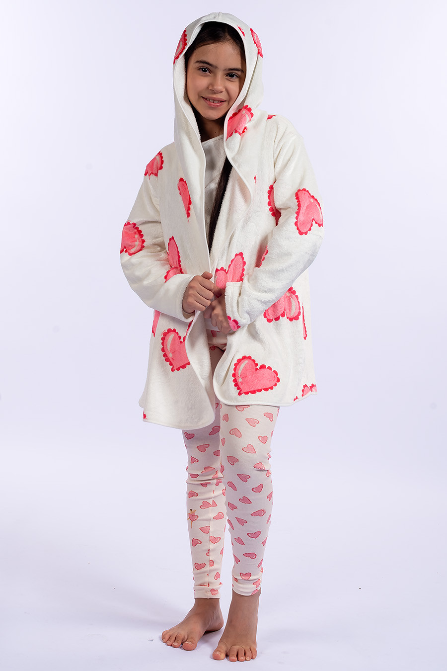 CASACO JUVENIL EM FLEECE CORAÇÕES - BAILARINA