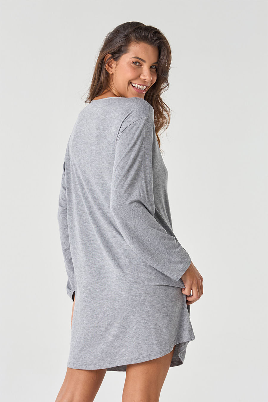 CAMISOLA DE VISCOSE MANGA LONGA - CLÁSSICO VISCOSE MESCLA CAMISOLA DE VISCOSE MANGA LONGA - CLÁSSICO VISCOSE MESCLA