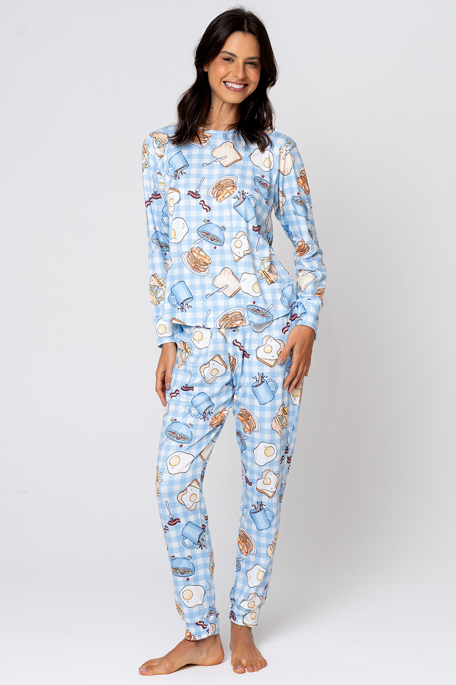 PIJAMA LONGO FEMININO SKIN LIGHT - CAFÉ AMERICANO PIJAMA LONGO FEMININO SKIN LIGHT
