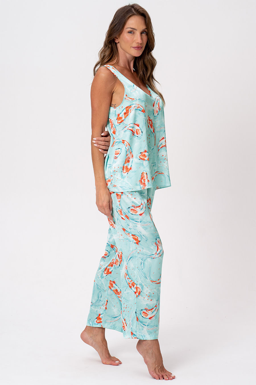 PIJAMA ACETINADO PANTACOURT - DOCE ÁGUA PIJAMA ACETINADO PANTACOURT - DOCE ÁGUA