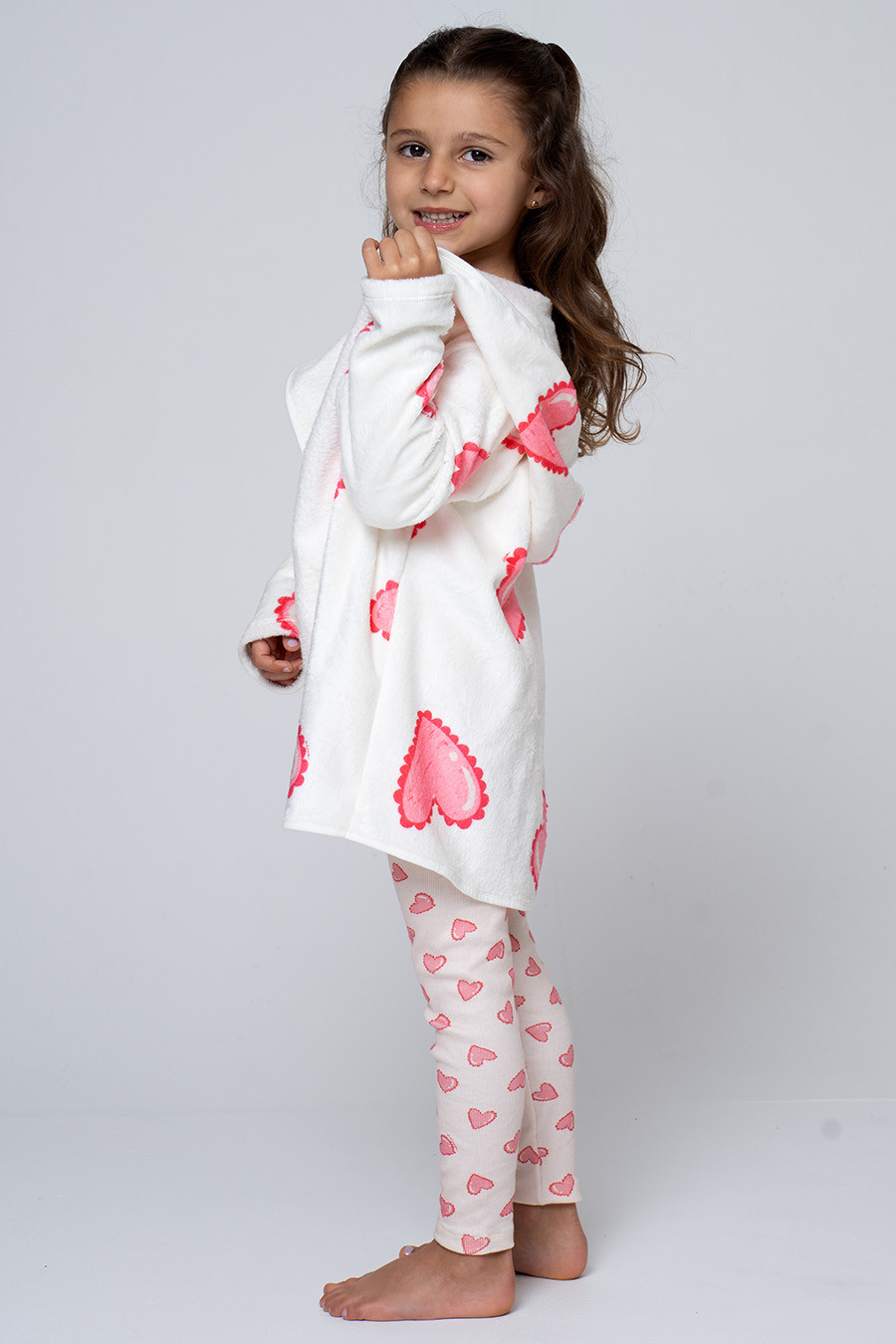 CASACO INFANTIL EM FLEECE CORAÇÕES - BAILARINA