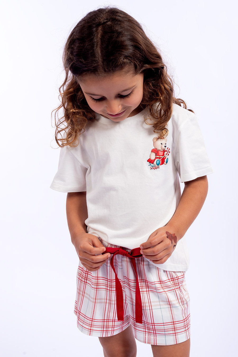 PIJAMA CURTO INFANTIL XADREZ MENINA - ABRAÇO DE URSO PIJAMA CURTO INFANTIL XADREZ MENINA - ABRAÇO DE URSO