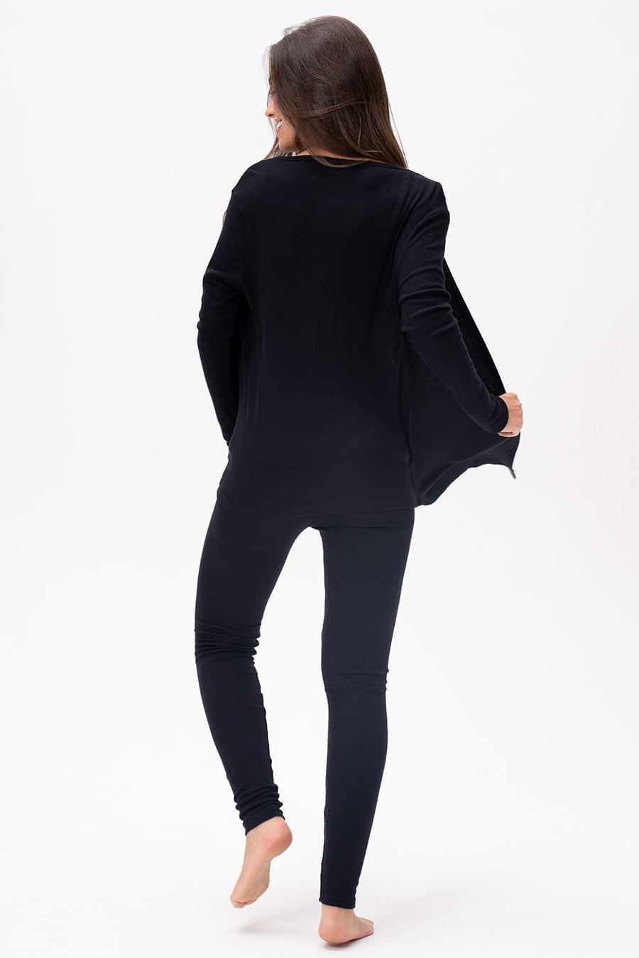 PIJAMA LONGO 3 PEÇAS EM RIBANA DE VISCOSE - CLÁSSICO VISCOSE BLACK PIJAMA LONGO 3 PEÇAS EM RIBANA DE VISCOSE - CLÁSSICO VISCOSE BLACK