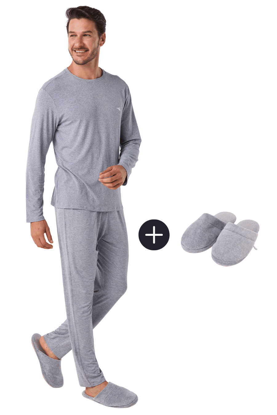 KIT PIJAMA LONGO ETERNO E PANTUFA KIT
