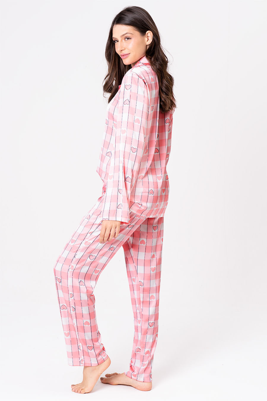 PIJAMA AMERICANO ACETINADO LONGO - PINKNIC PIJAMA AMERICANO ACETINADO LONGO - PINKNIC