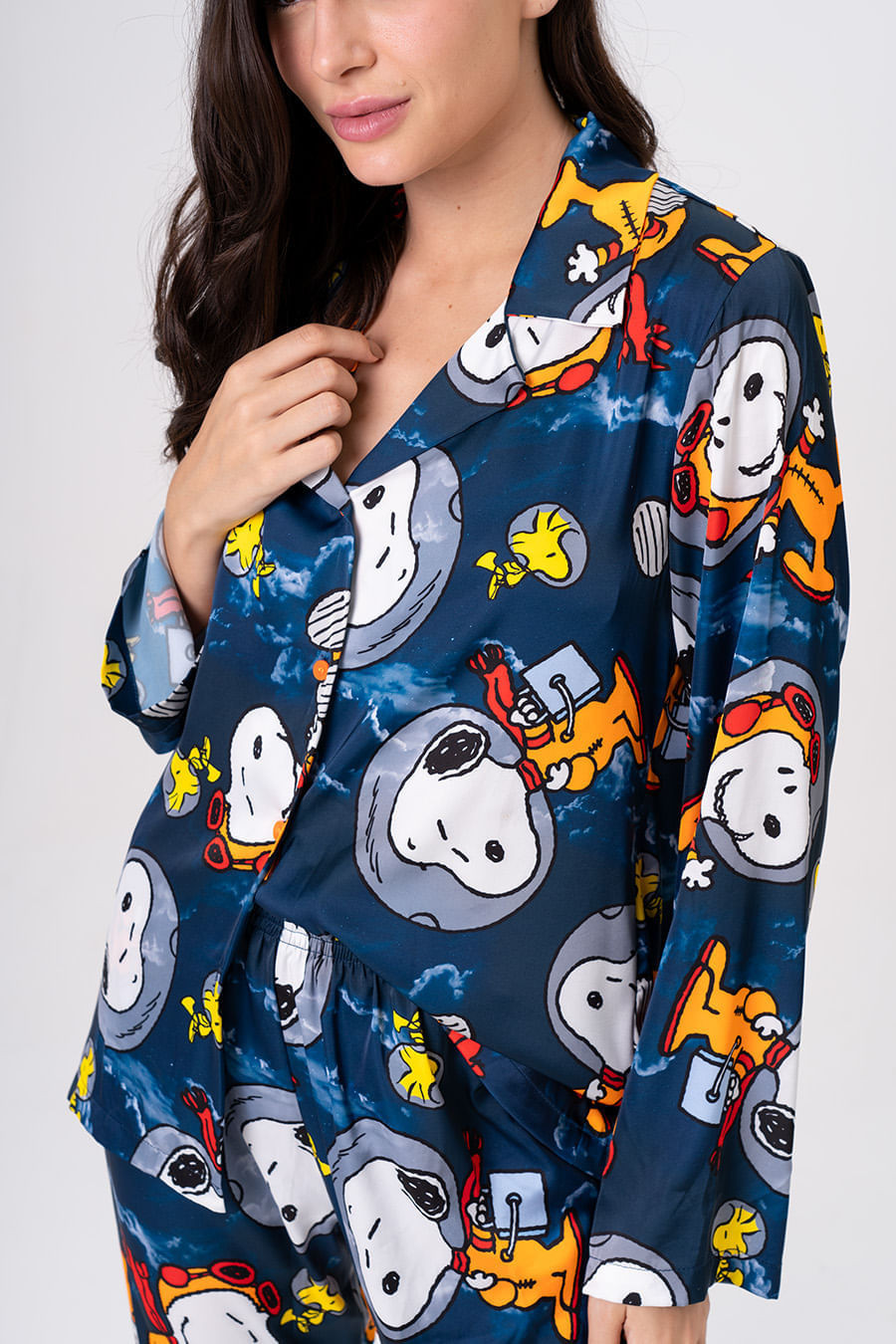 PIJAMA AMERICANO LONGO ACETINADO - SNOOPY NAUTA PIJAMA AMERICANO LONGO ACETINADO - SNOOPY NAUTA