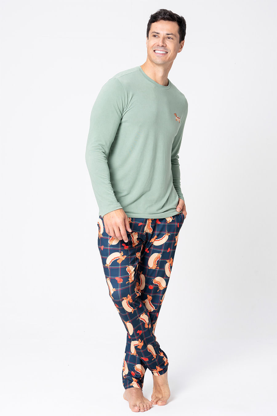 PIJAMA LONGO TOQUE DE PÊSSEGO - HOT DOG PIJAMA LONGO TOQUE DE PÊSSEGO - HOT DOG