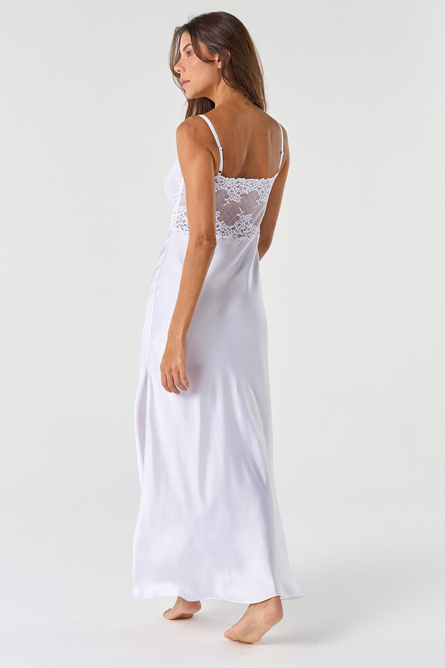 CAMISOLA LONGA COM RENDA ACETINADA - YES, I DO CAMISOLA LONGA COM RENDA ACETINADA - YES, I DO