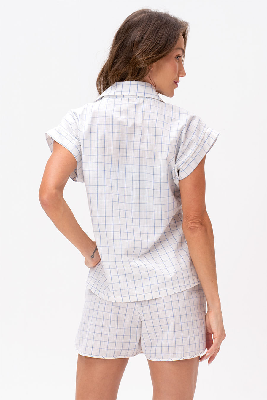 PIJAMA AMERICANO CURTO CAMBRAIA - CLÁSSICO ILHAS GREGAS PIJAMA AMERICANO CURTO CAMBRAIA - CLÁSSICO ILHAS GREGAS