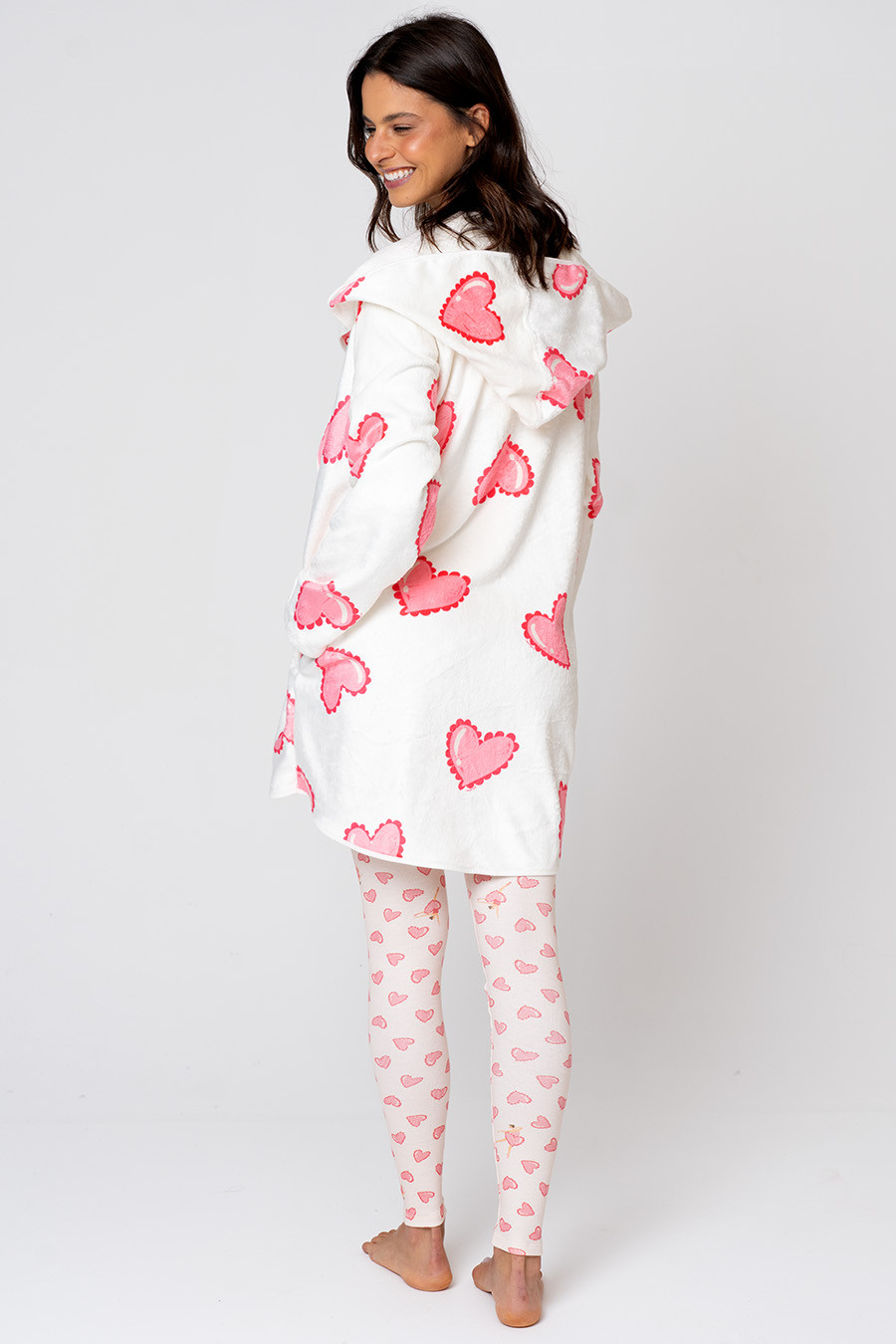 CASACO FEMININO EM FLEECE CORAÇÕES - BAILARINA