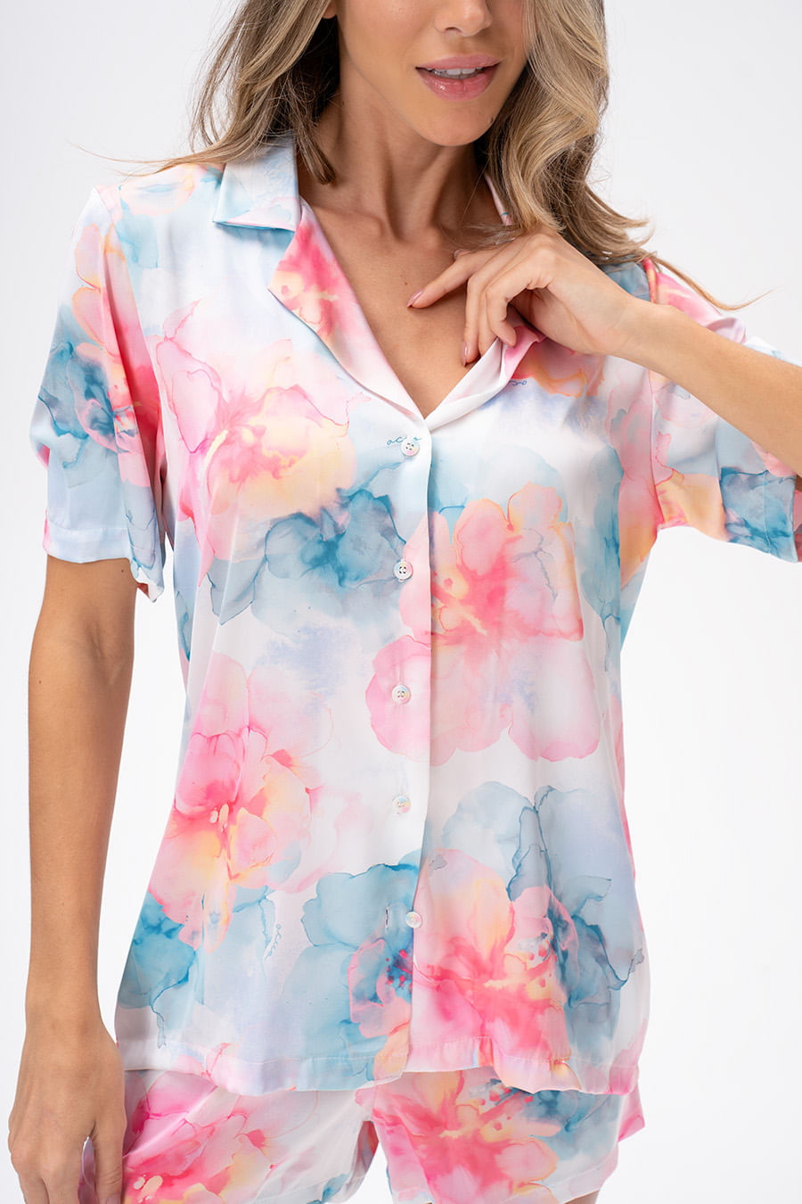 PIJAMA AMERICANO ACETINADO CURTO - SUNSET PIJAMA AMERICANO ACETINADO CURTO - SUNSET