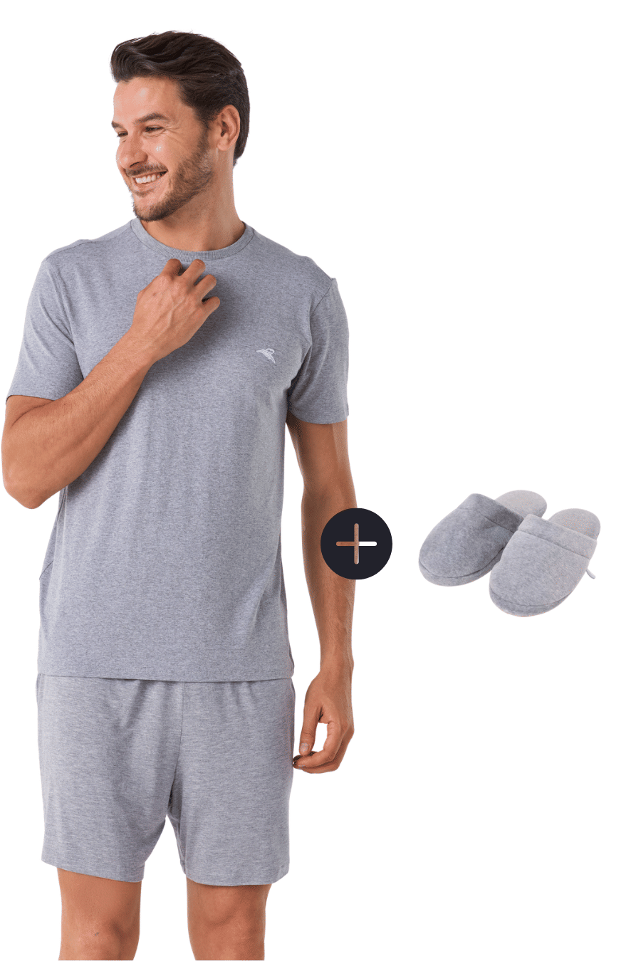 KIT PIJAMA AMERICANO CURTO E PANTUFA kit