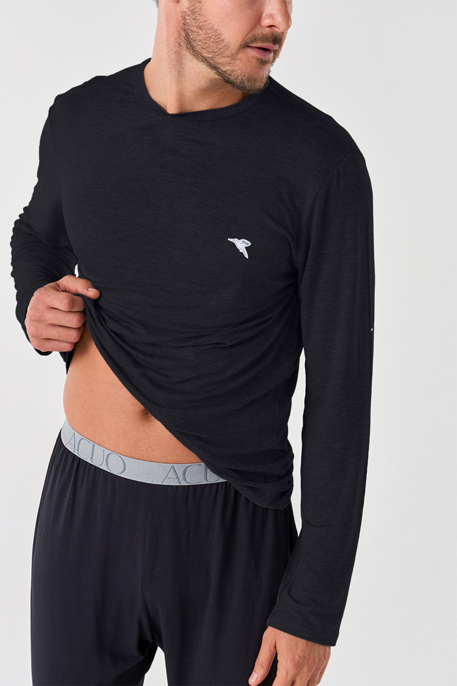 PIJAMA LONGO EM VISCOSE MASCULINO - CLÁSSICO VISCOSE BLACK PIJAMA LONGO EM VISCOSE MASCULINO - CLÁSSICO VISCOSE BLACK