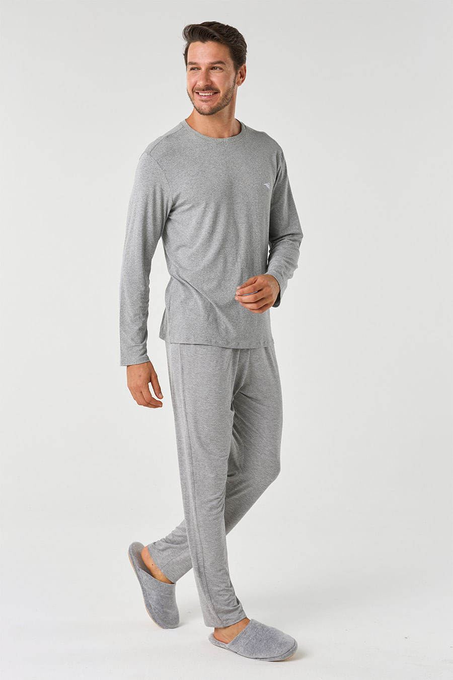 PIJAMA EM VISCOSE MASCULINO LONGO - CLÁSSICO VISCOSE MESCLA PIJAMA EM VISCOSE MASCULINO LONGO - CLÁSSICO VISCOSE MESCLA