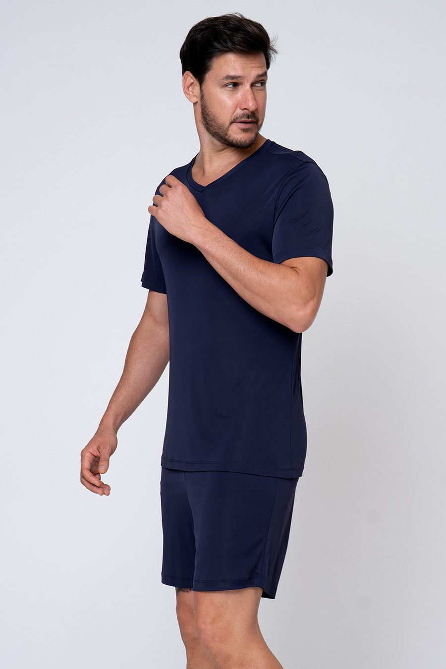 KIT PIJAMA DE PLUME CURTO E ROBE DE SOFT AZUL LADO PIJAMA