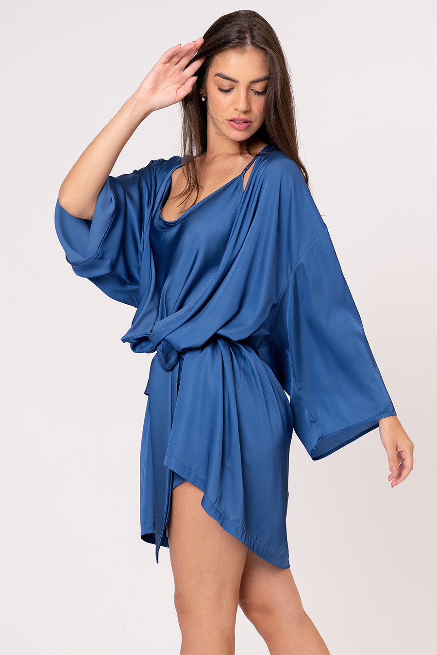 ROBE ACETINADO - CLÁSSICOS ACETINADOS NIGHT BLUE ROBE ACETINADO - CLÁSSICOS ACETINADOS NIGHT BLUE