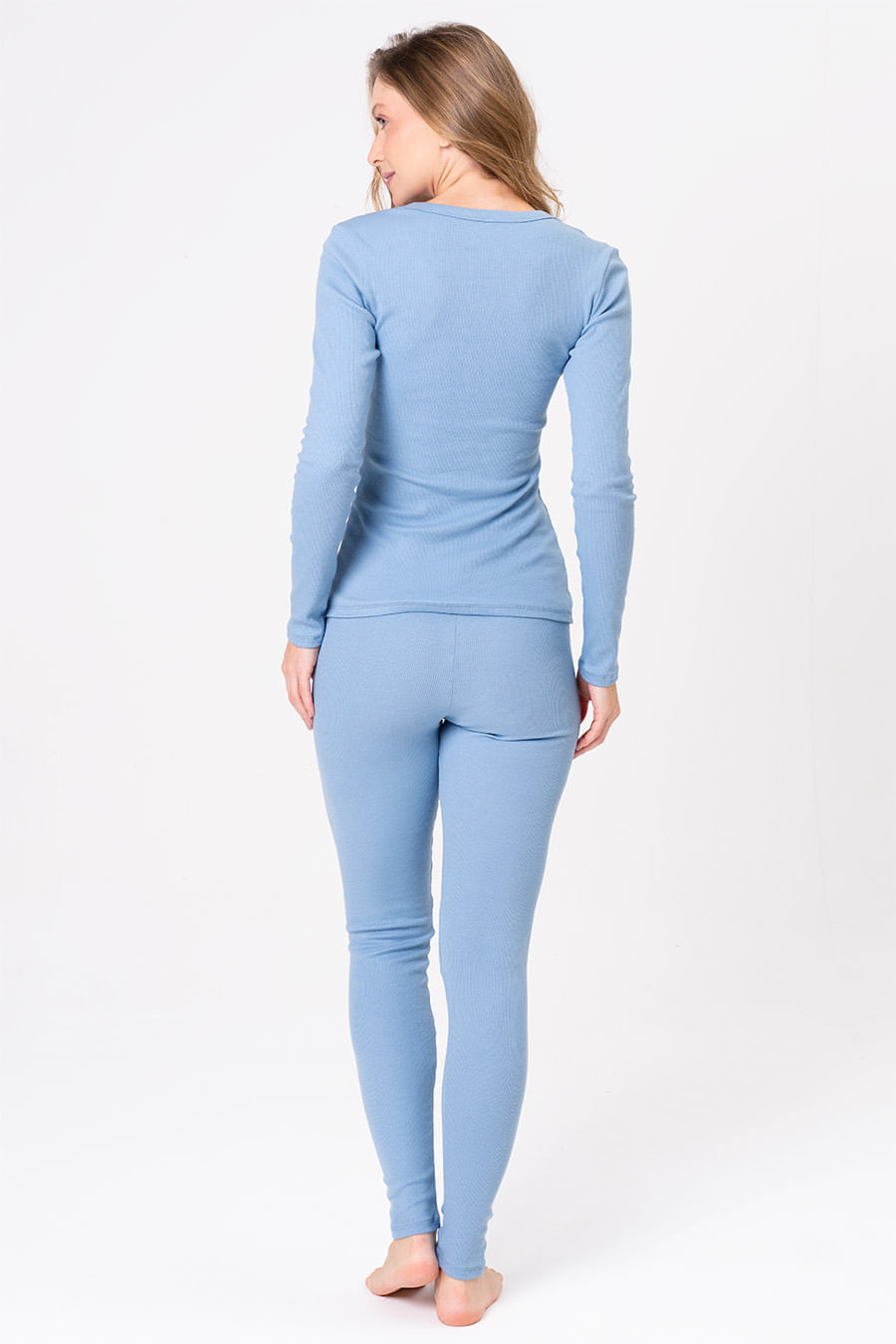 PIJAMA LONGO DE RIBANA - CLÁSSICOS CANELADOS AZUL NEVADO PIJAMA LONGO DE RIBANA - CLÁSSICOS CANELADOS AZUL NEVADO