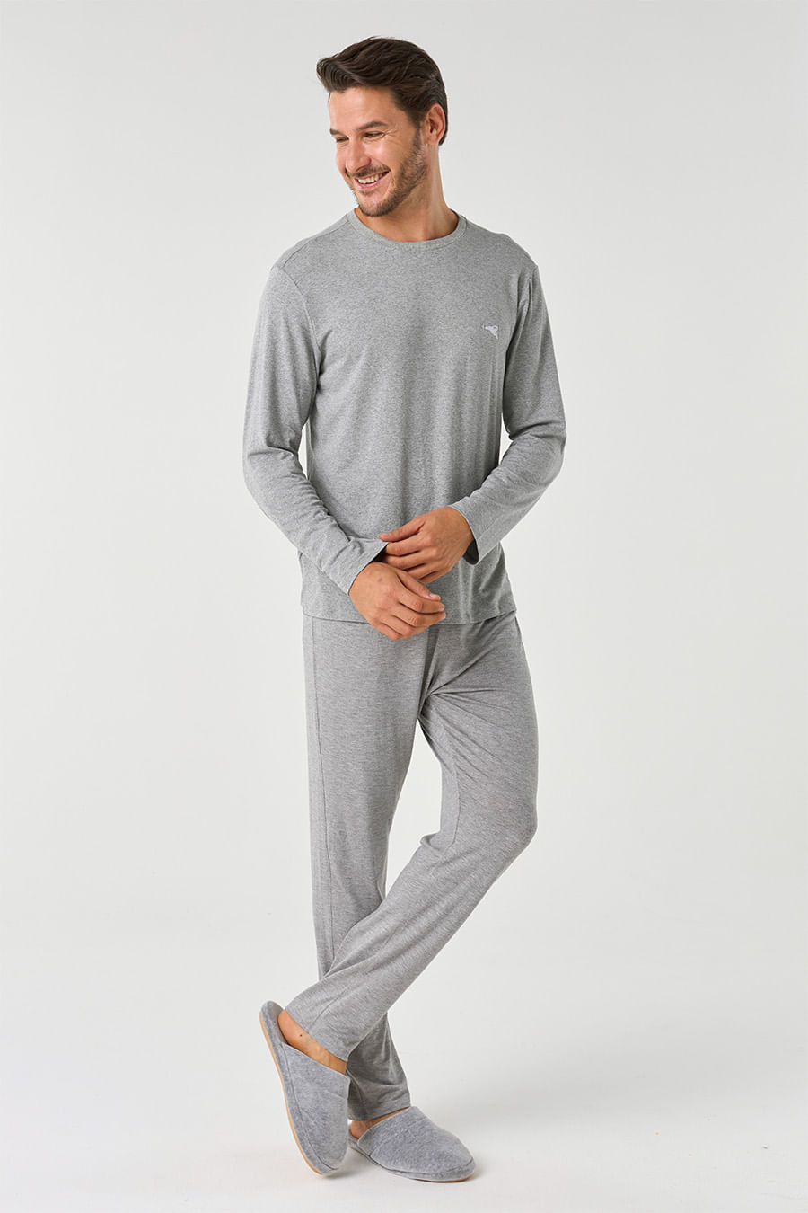 PIJAMA EM VISCOSE MASCULINO LONGO - CLÁSSICO VISCOSE MESCLA PIJAMA EM VISCOSE MASCULINO LONGO - CLÁSSICO VISCOSE MESCLA